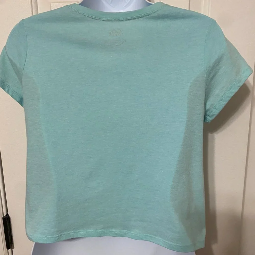 Justice cute Pink Flamingo Beach Mode top with moveable glitter sz 12